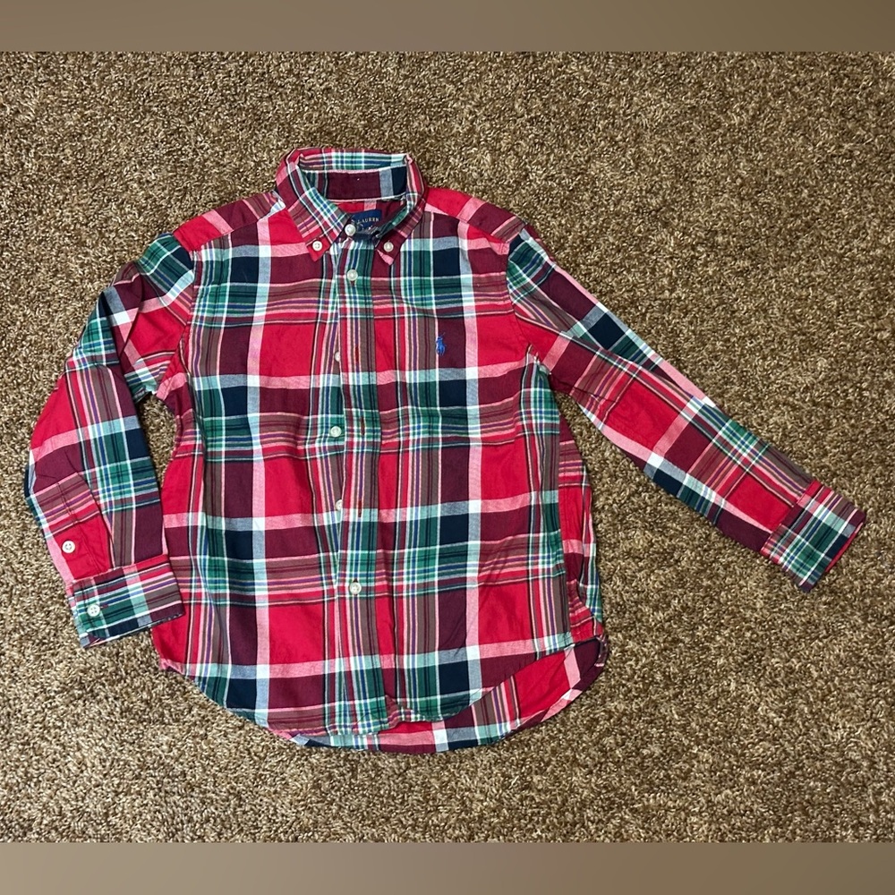 Ralph Lauren Christmas Plaid Button Down size 5